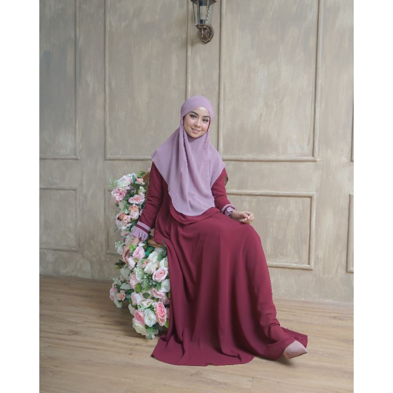 Ready Sayyida Arabian dress set khimar instan by Coverme - Gamis ceruti set hijab denaf.outfit