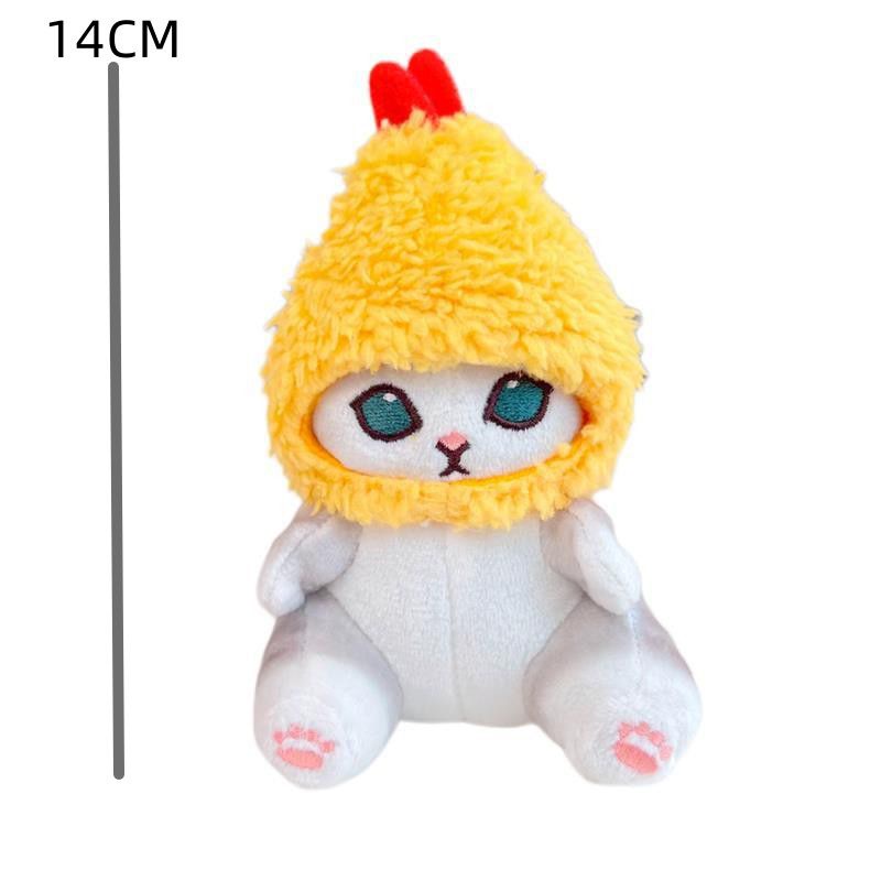 14cm Cute Tempura Fried Shrimp Shark Animal Cat Plush Doll Backpack Pendant Decoration