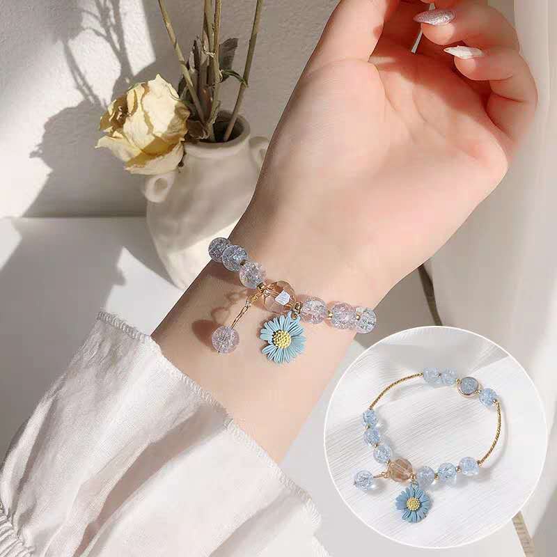 Gelang Desain Daisy | Gelang Manik-Manik Transfer | Gelang Untuk Wanita | Sendok Garpu Bahan Stainless Steel | Aksesoris Rambut