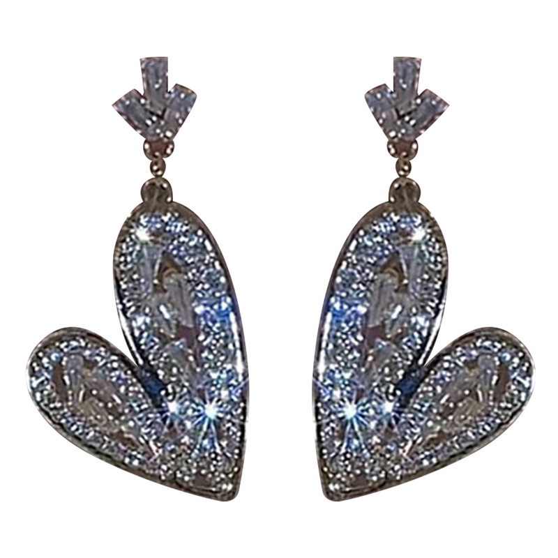 Anting Kristal Berlian Imitasi Bentuk Hati Untuk Wanita