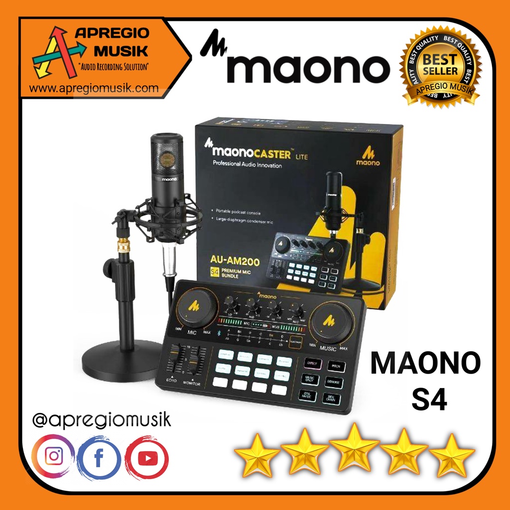 Maono S4 AM200 Paket lengkap Premium Bundle Recording Podcast