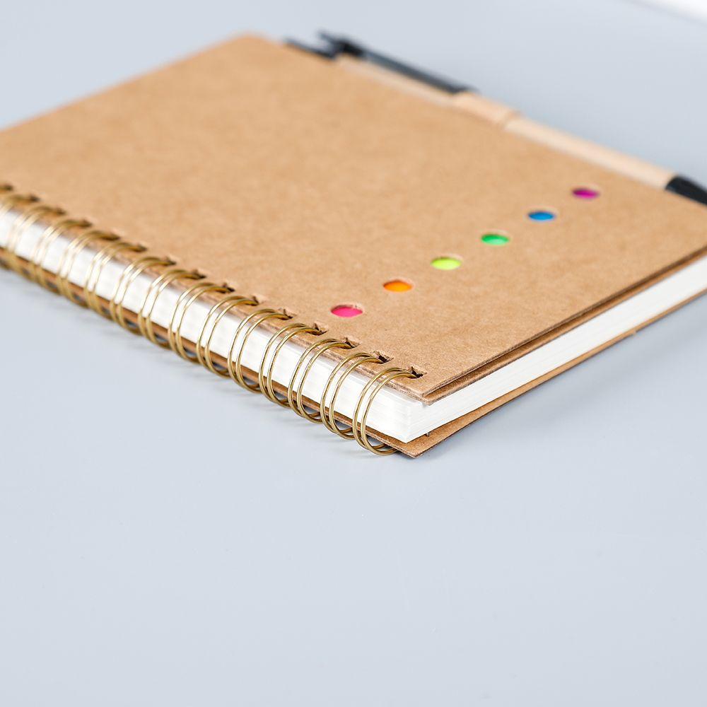 Nanas Lined Spiral Notebook Penanda Halaman Siswa Kraft Paper Cover Tab Indeks Berwarna