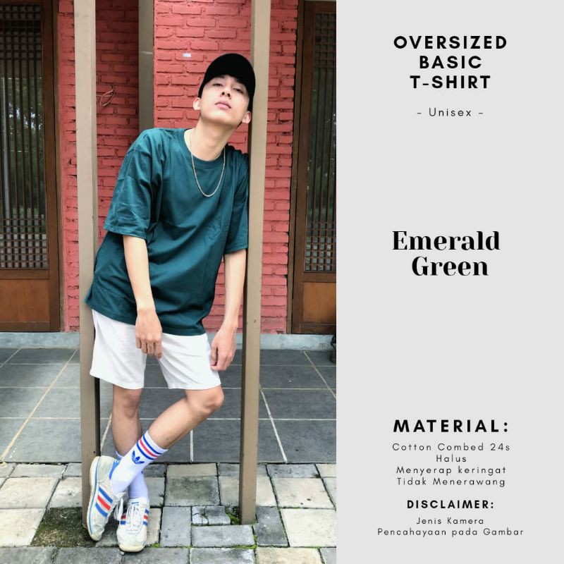 KAOS POLOS OVERSIZE UNISEX COTTON COMBED 24S PREMIUM OVERSIZED TSHIRT-Emerald green