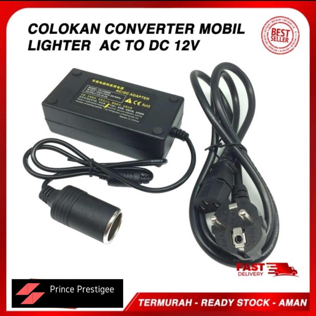 Kabel ADAPTOR AC DC Colokan Converter Lighter Mobil Socket Mobil 12V
