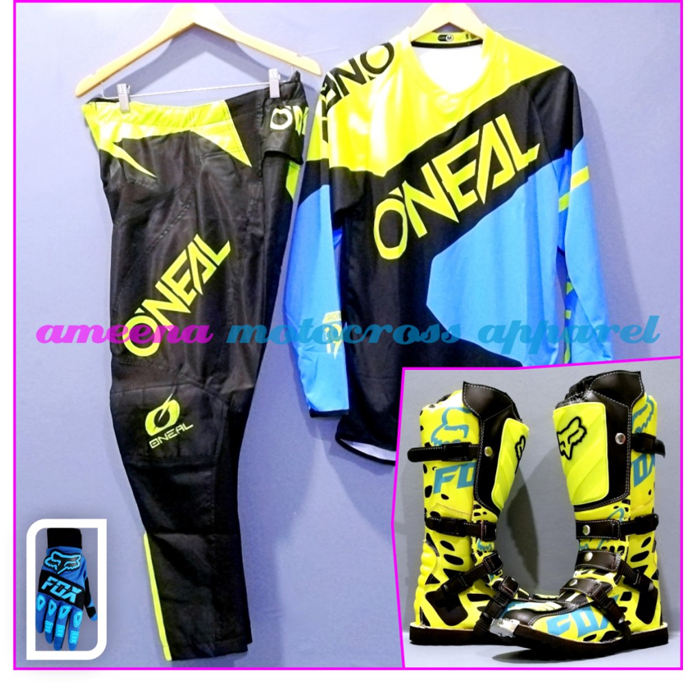 Jerseyset Cross, Sepatu Trail &amp; Sarung Tangan Motocross Fullset - JSG008A