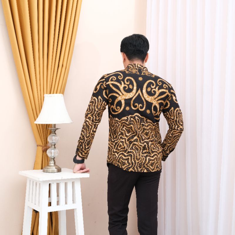 Kemeja Batik Pria Lengan Panjang slimfit slim fit Cowok Modern Batik Premium Batik Solo premium MTF8