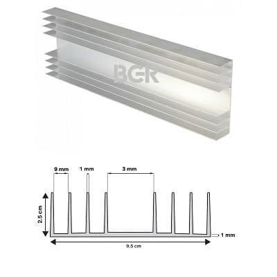 Aluminium Plat Pendingin Heatsink For TR LED HPL 8 Sirip Panjang 35 cm