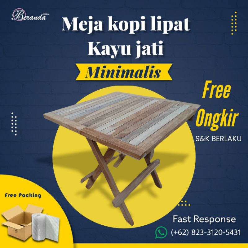 meja lipat kecil kopi kayu jati-meja kopi lipat