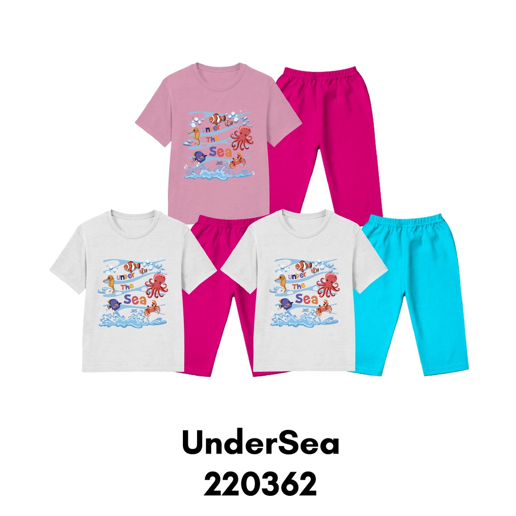 Piyama Anak Lengan Pendek Love Whale Untuk Usia 2-8 Tahun Bahan Katun Combed 30s