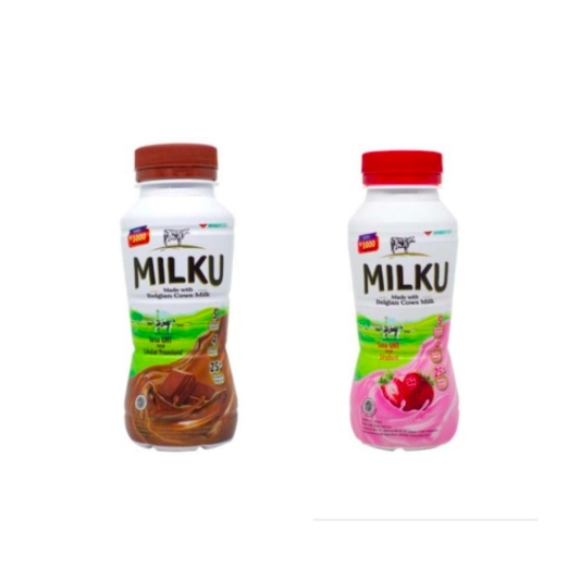 MILKU Susu UHT Belgia Cokelat Strawberry 200ml