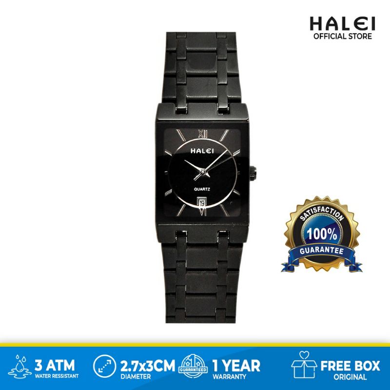 Terbaru Jam Tangan Wanita Original kotak Tipis Tanggal Aktif Tahan Air Free Box Ori Halei Hitam 564