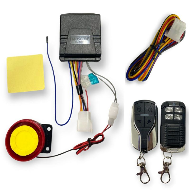 ALARM MOTOR 12 v BISA STARTER 2 REMOTE ANTI MALING SENSOR GETAR ALARM  CR7 MOSCOW PANOM