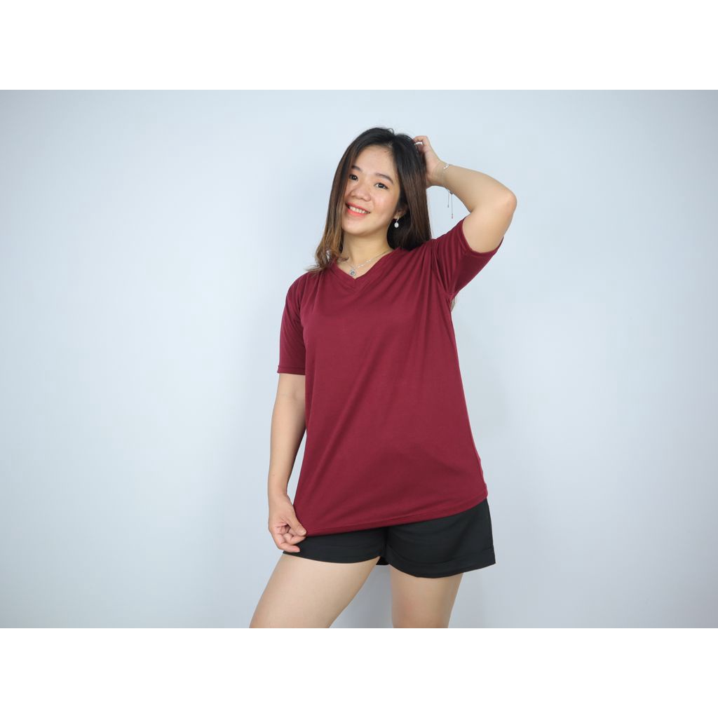 V-NECK JUMBO XXL PENDEK / KAOS POLOS BASIC VNECK / T-SHIRT/ ATASAN PAKAIAN WANITA MURAH