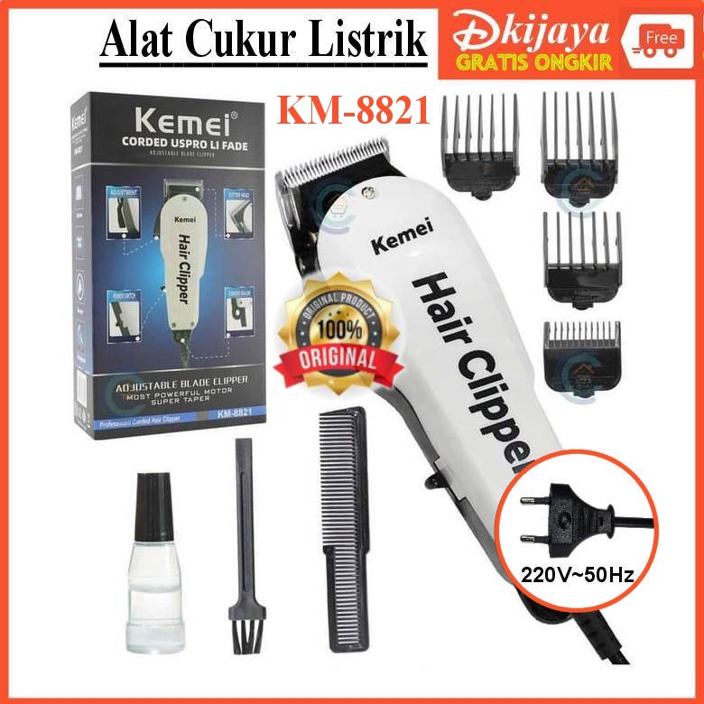 Kemei 8821 Original Alat Cukur Rambut (Kabel Listrik) KM8821L Super Taper Hair Clipper KM8821