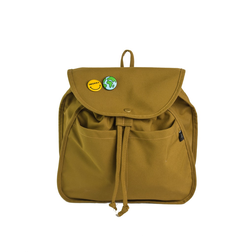 Imokey Onyx Olive: Basic Drawstring Backpack - Tas Ransel Pria Tas Ransel Wanita