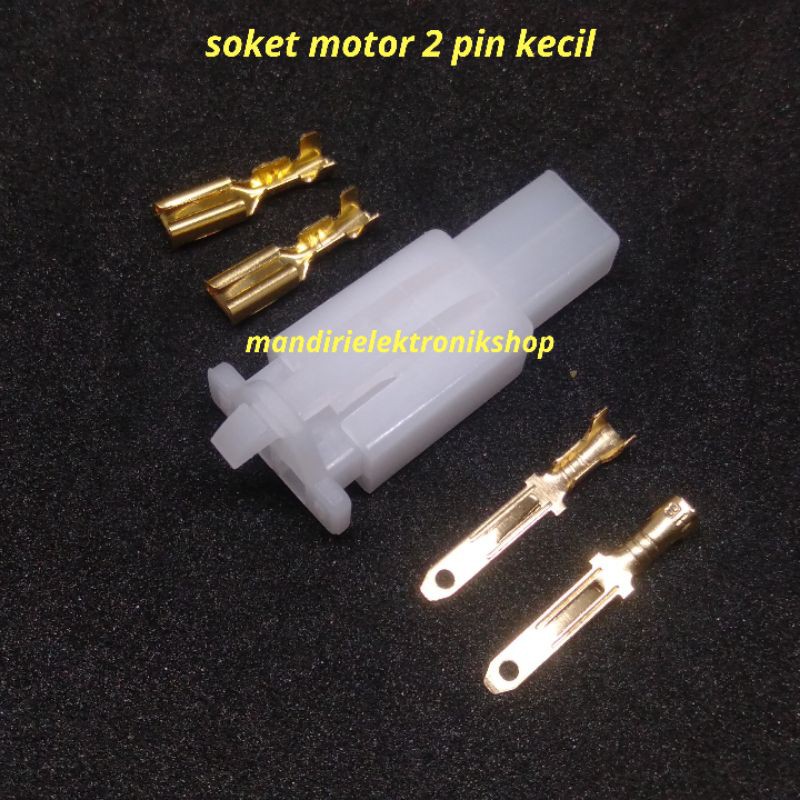 Socket 2 Pin Kecil + Skun / Soket Motor / Konektor Motor / Kabel Motor