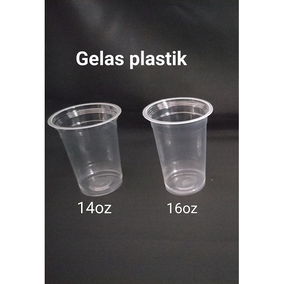 Gelas plastik starindo 14 oz dan 16 oz + tutup