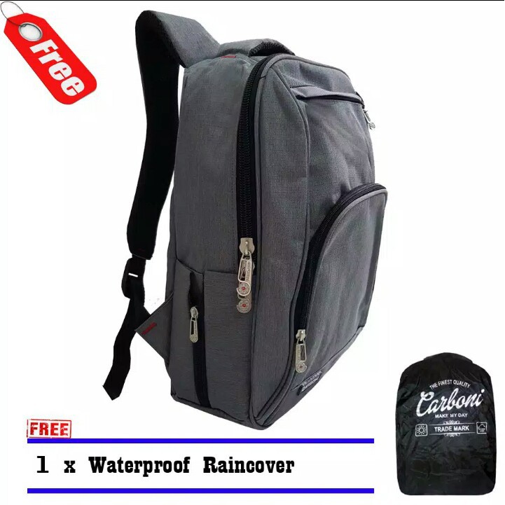 Tas carboni tas ransel pria dan wanita tas punggung backpack original - grey