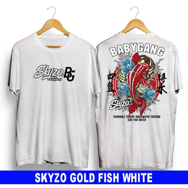 Baju Kaos Skyzo Trendy Kaos Skyzo Gold Fish White