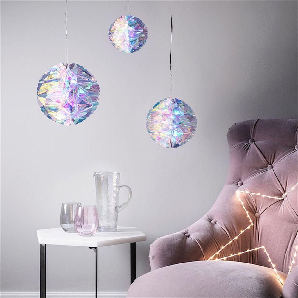 Solighter Iridescent Film Honeycomb Ball Perlengkapan Pesta Film Pelangi Plastik Warna-Warni
