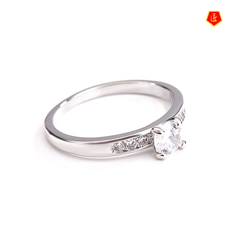 [Ready Stock]Simple Single Rhinestone Ring Women's Korean-Style Fashion Elegant