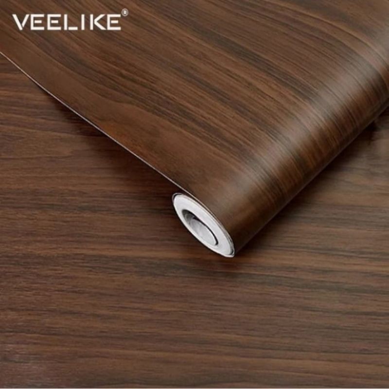 Wallpaper Sticker Dingding SERAT KAYU TRIPLEK COKLAT TUA