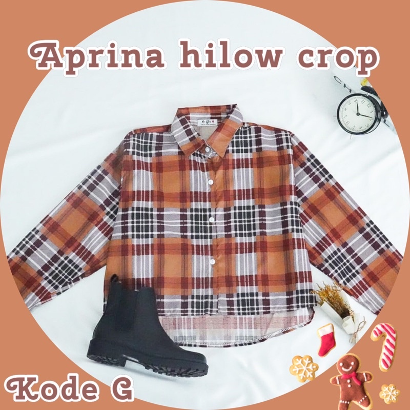 BEFAST - ZFS OOTD Wanita Kemeja ABRUL / APRINA HILOW CROP SHIRT / Kemeja Motif / Kemeja Lengan Panjang / Hem Motif Kotak-Kotak / Hem Casual / Kemeja Formal Remaja / Kemeja OOTD Wanita Terlaris