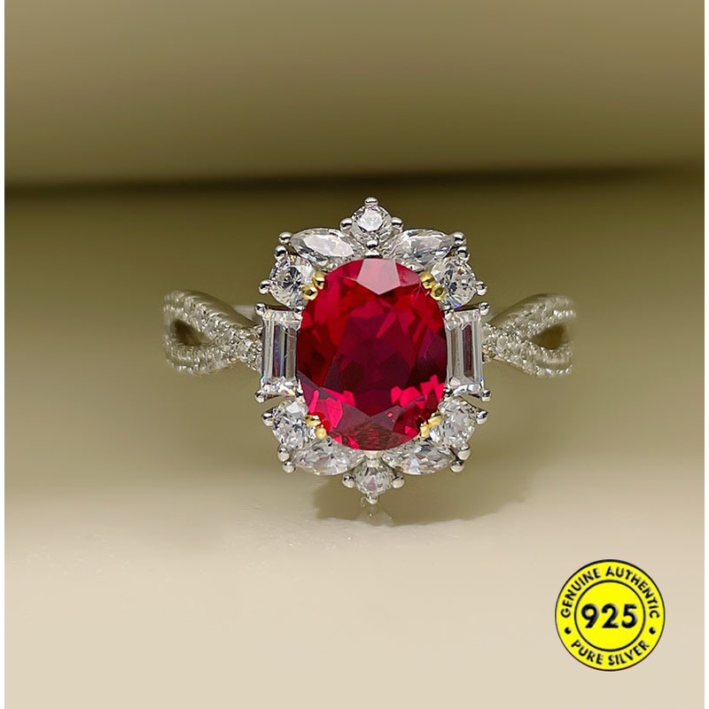 Cincin Open Ring Adjustable Desain 3 Karat Ruby Hias Batu Permata Berwarna Untuk Wanita