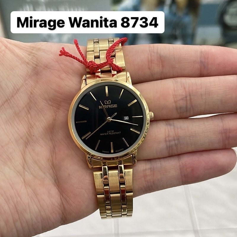 jam tangan Mirage rante gold wanita ori 8734