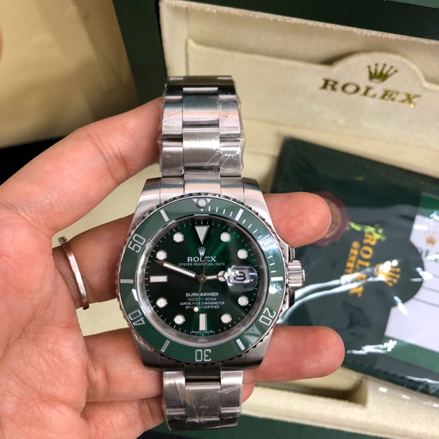 JAM ROLEX SUBMARINER HULK AUTOMATIC, KACA SAPPHIRE, RING CERAMIC+ BOX ROLEX(REPLICA)