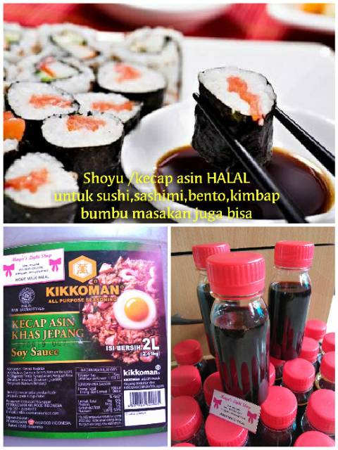 Paket 5 bahan sushi isi nori bambu shoyu cuka jahe halal gari soy sauce vinegar makisu sushi