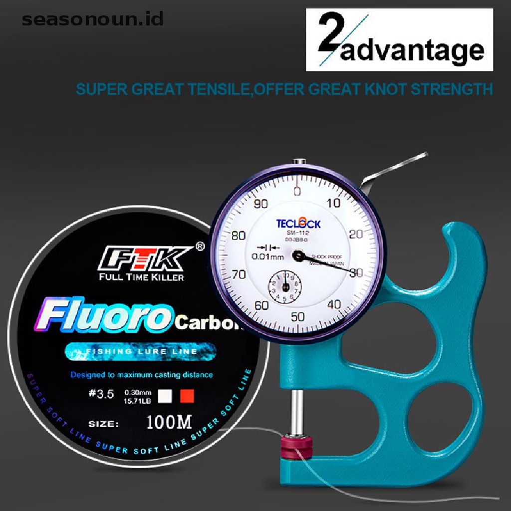 【seasonoun】 100m Fishing Line 0.8mm-8.0mm 4.13LB-34.32LB Fluorocarbon Coating Treatment .