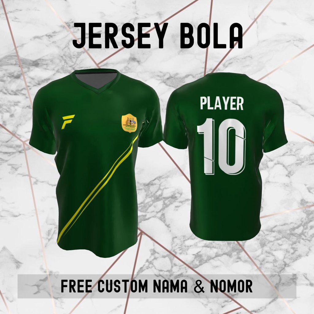 Jersey Australia Timnas Negara Bola Baju Kaos Custom Nama dan Nomor Punggung - 148