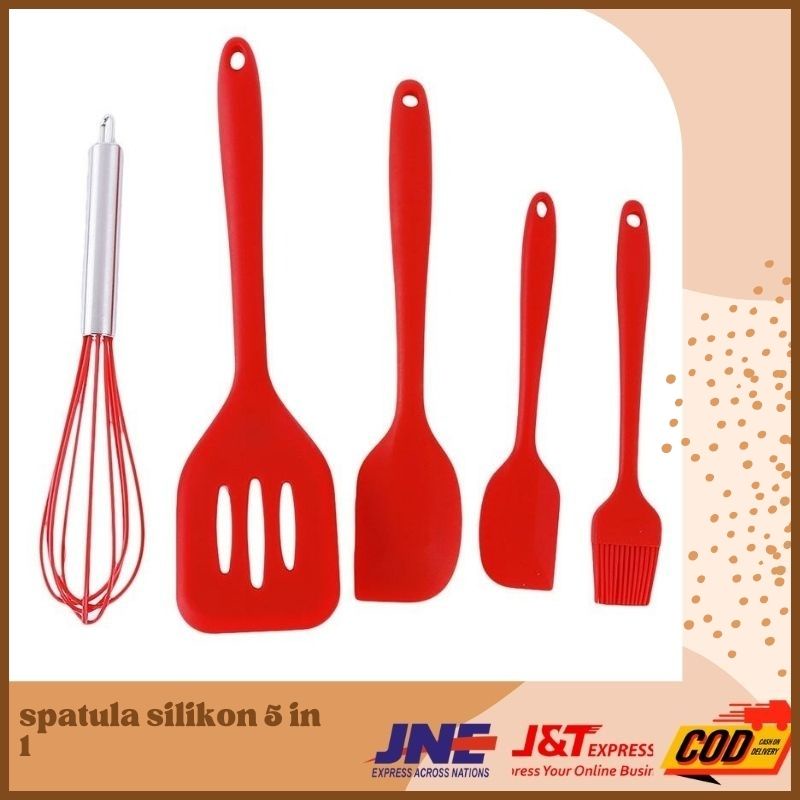 Spatula Silikon 5PC / Alat Masak Sutil SET Isi 5 Utensil Silicone Set [BISA COD!!]