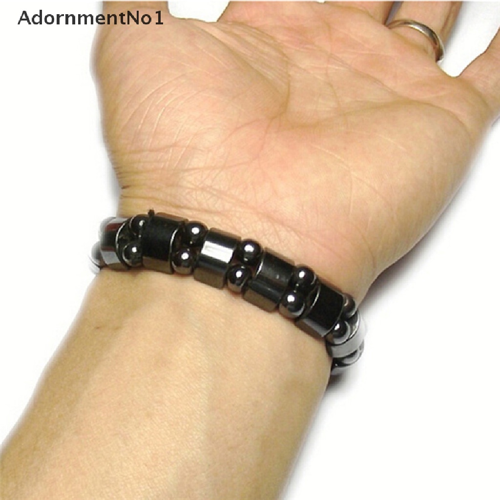 (AdornmentNo1) Gelang Tangan Batu Hitam Bulat Magnetik Untuk Terapi Kesehatan / Menurunkan Berat Badan