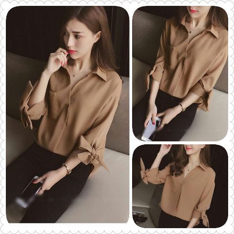 Baju Kemeja wanita wollpeach coklat susu/kem kiyomi RO