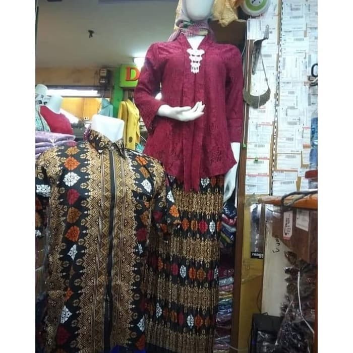 couple floy brukat set dan kemeja batik lengan pendek terbaru new fashion