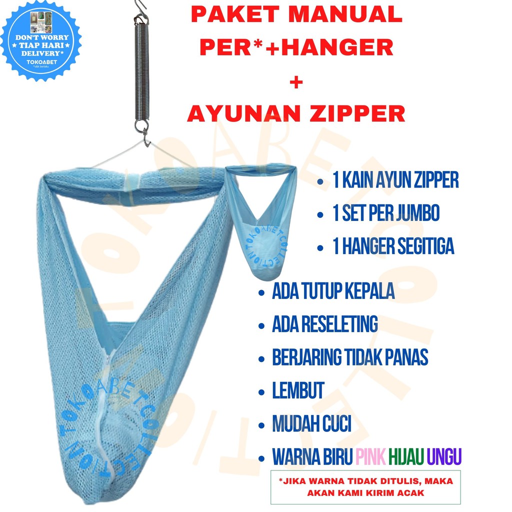 PAKET MANUAL Ayunan Bayi POLAR Kain ZIPPER Per Pegas VARIASI Hanger Perlengkapan Tidur Bayi TOKOABET