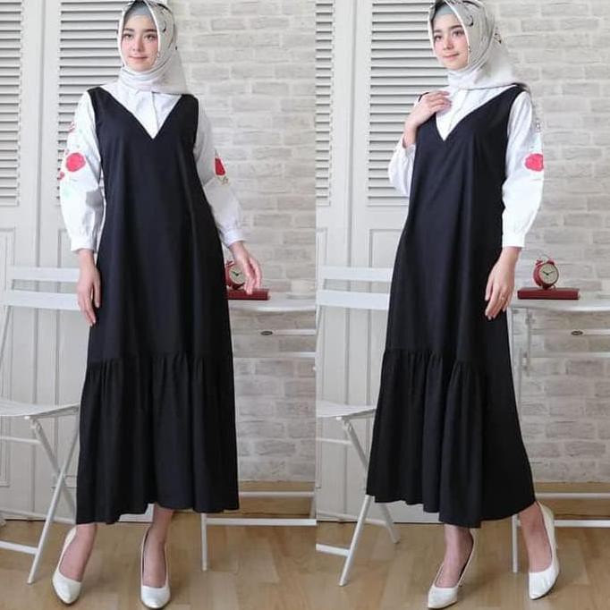 DRESS MUSLIM GISELLA HITAM / MAXI DRESS MUSLIM ANGGUN