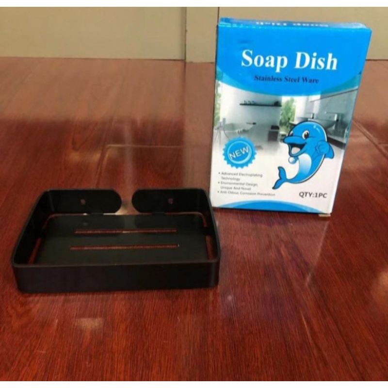 Rak sabun stainless hitam / tempat sabun batang / rak serbaguna