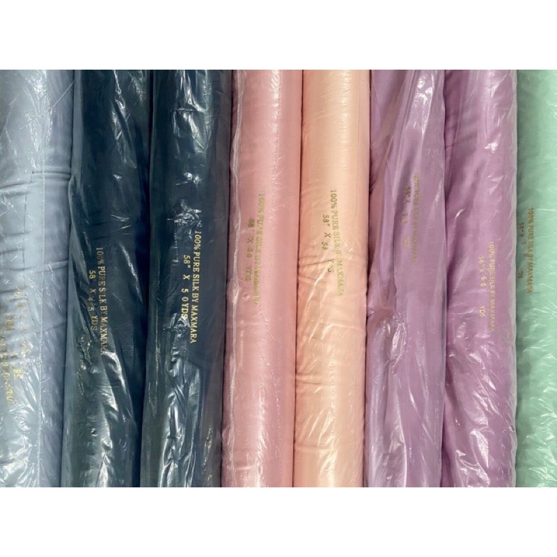 (TERMURAH DI SHOPEE !) Kain SATIN MAXMARA 100% PURE SILK GRADE A Premium / Maxmara Import Silky Ori