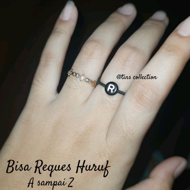 Cincin Inisial Huruf / Cincin Tali Inisial Huruf Bulat