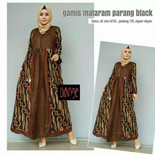 Dress Gamis Batik Mataram Parang Black