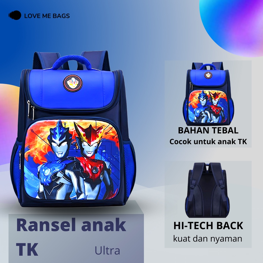 LMB Tas Anak Laki Laki TK Import Karakter Superhero Bahan Nilon Premium Tebal Kuat Dan Nyaman Dipakai