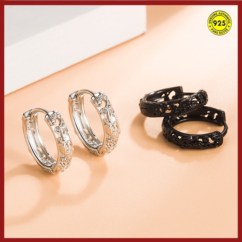 Anting Klip Hollow out Bahan Sterling Silver Untuk Wanita