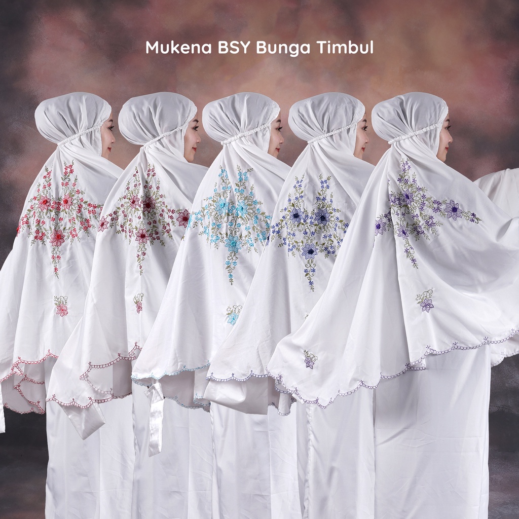 mukena katun Bsw bunga timbul / mukena Rosela / mukena bordir / mukena Tasik / mukena laris