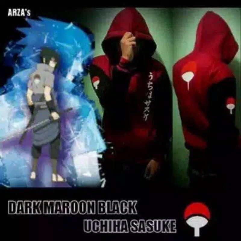 JAKET SWEATER HOODIE PRIA-WANITA WIBU ANIME NARUTO UCHIHA SASUKE REGLAN COOSPLAY KEREN TERLARIS-JAKE