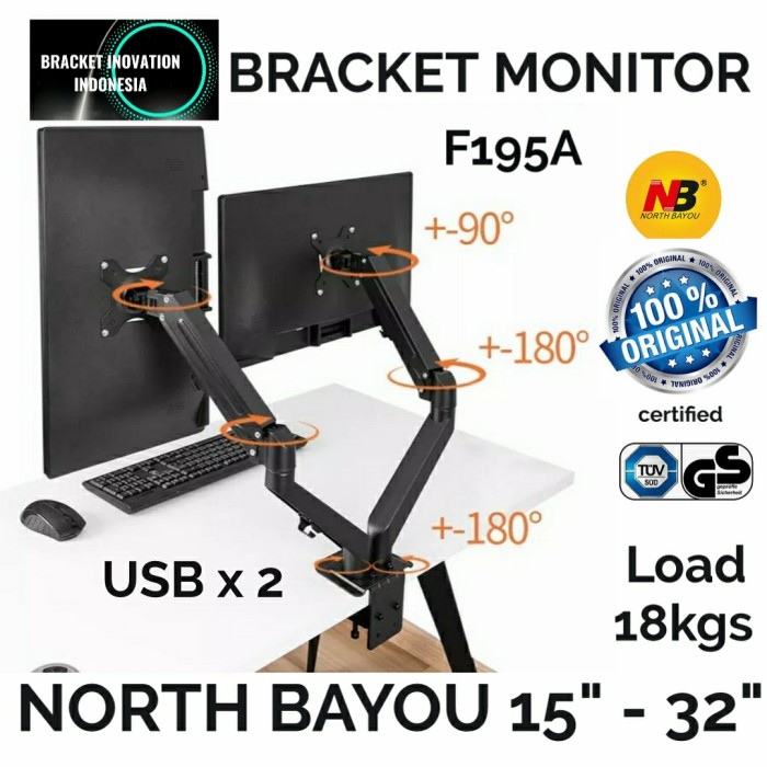 Bracket dual monitor 15 - 32 inch North Bayou NB F195A Full Motion