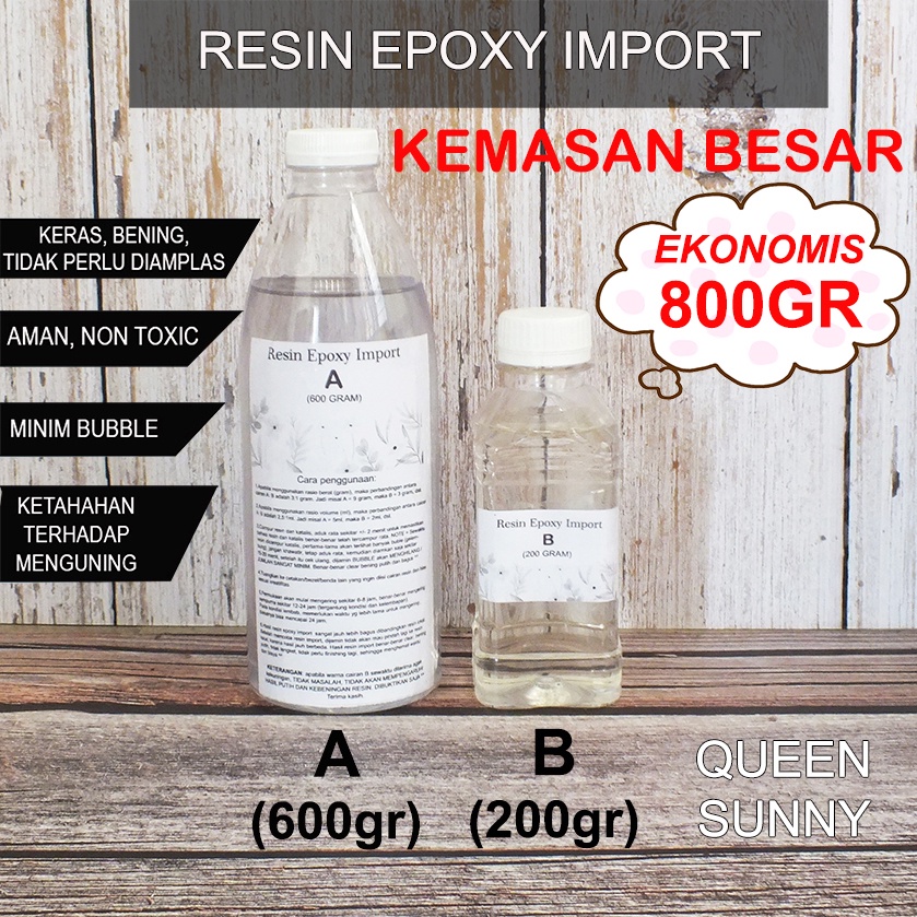 KEMASAN BESAR Cairan Resin Bening Keras Epoxy Clear IMPORT & Hardener (Katalis) Resin Crystal Bening