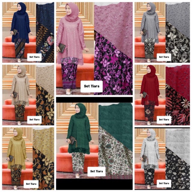 [FLASH SALE] SET KEBAYA WUTIARAS KEBAYA TILE BORDIR KEBAYA ORGANZA TILE BORDIR MUTIARA 8 WARNA
